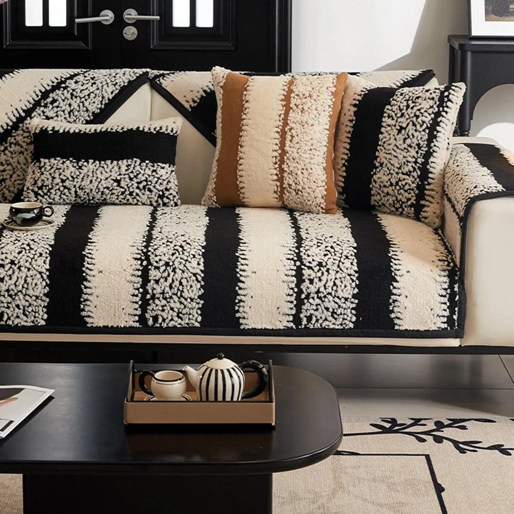 Ridge Stripe Plush Non-Slip Seat Cover