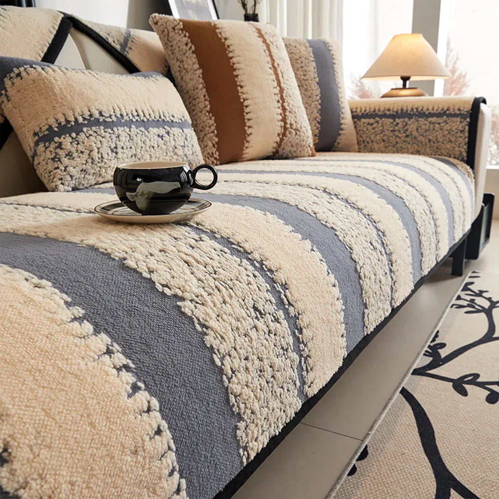 Ridge Stripe Plush Non-Slip Seat Cover
