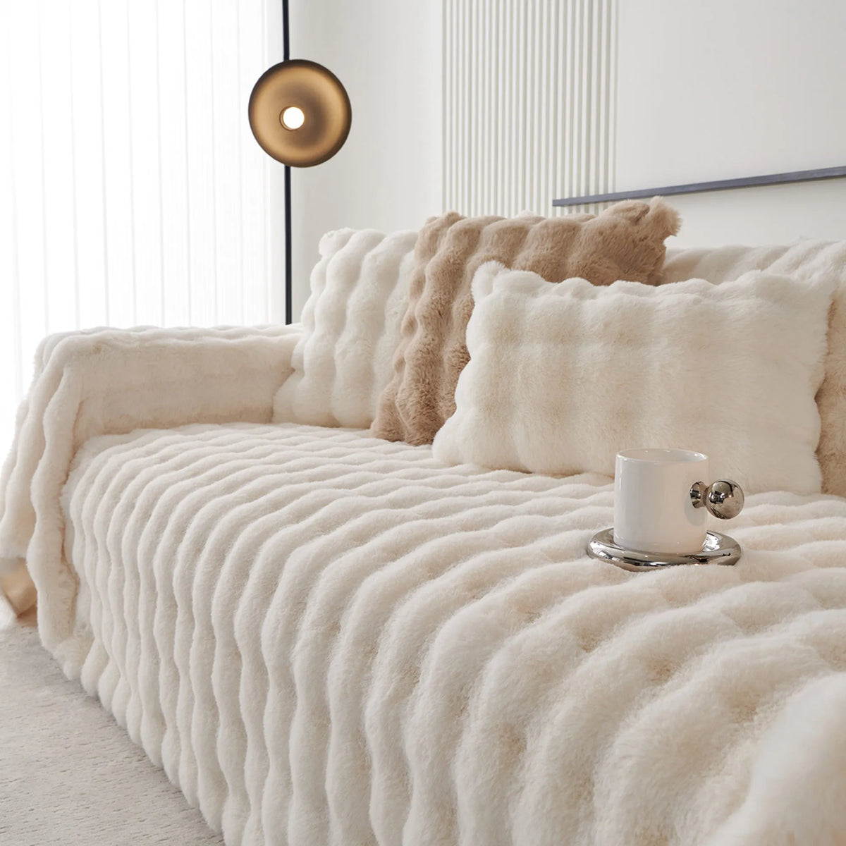 Ripple Faux Fur Sofa Cover