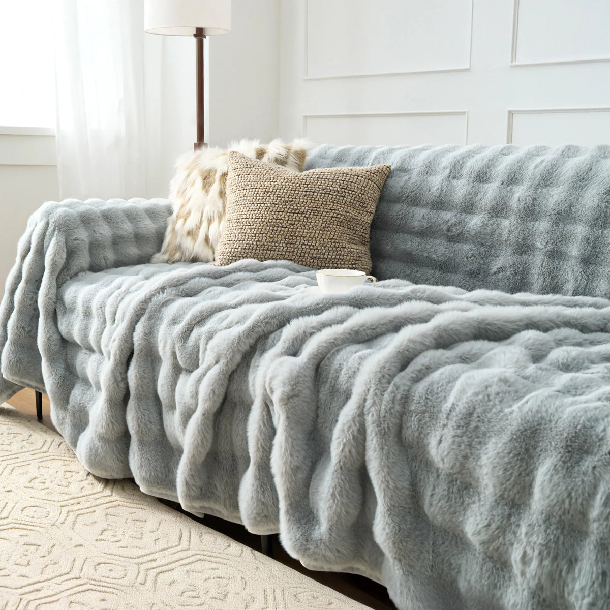 Ripple Faux Fur Sofa Cover