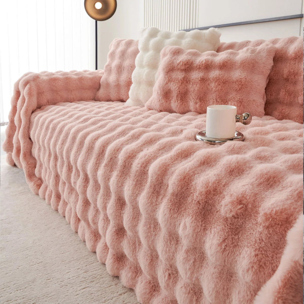 Ripple Faux Fur Sofa Cover