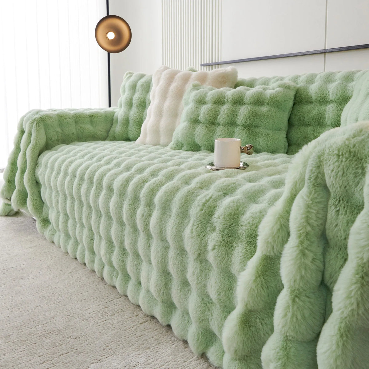 Ripple Faux Fur Sofa Cover