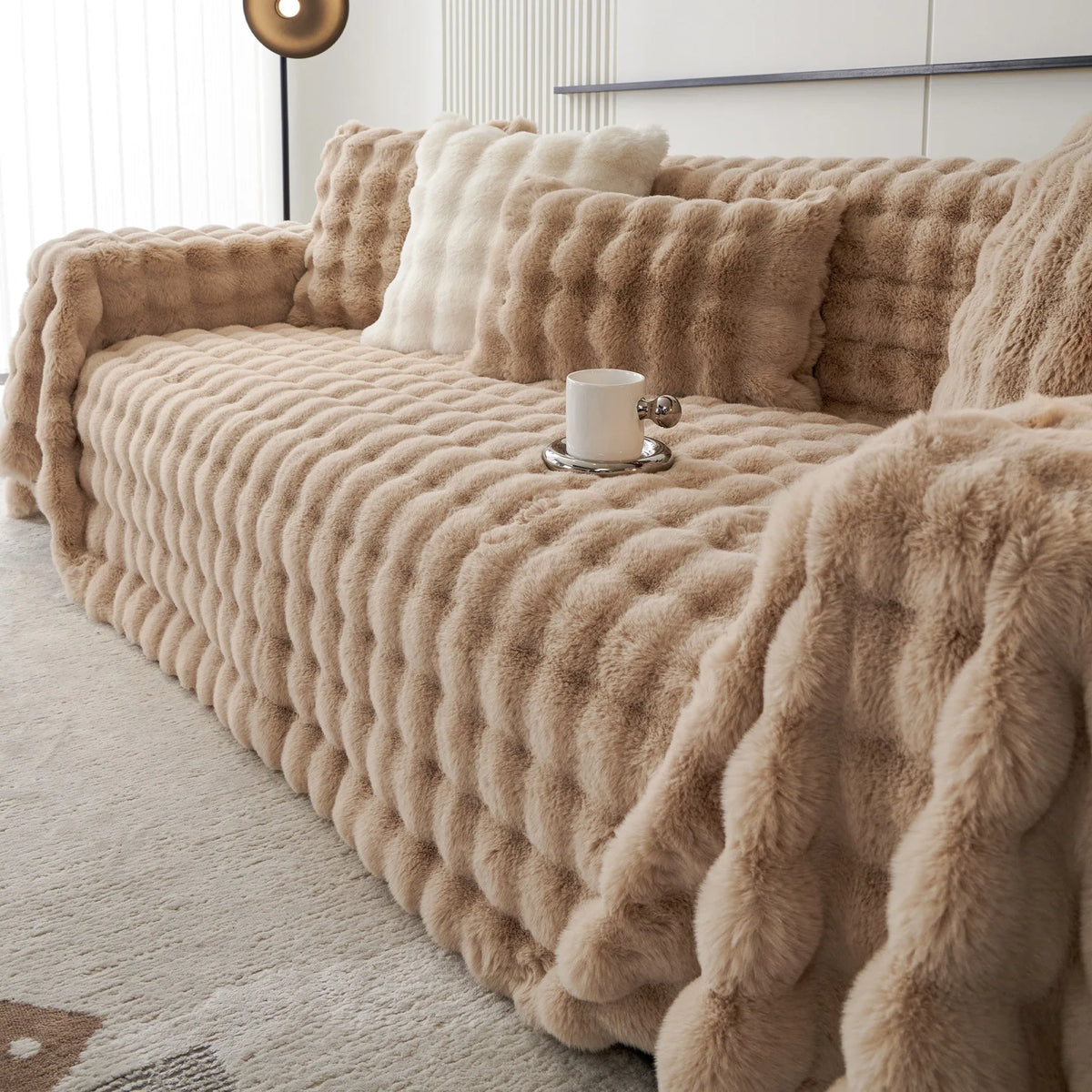 Ripple Faux Fur Sofa Cover