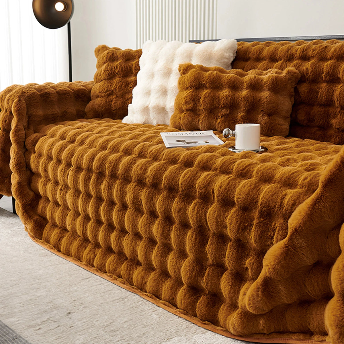 Ripple Faux Fur Sofa Cover