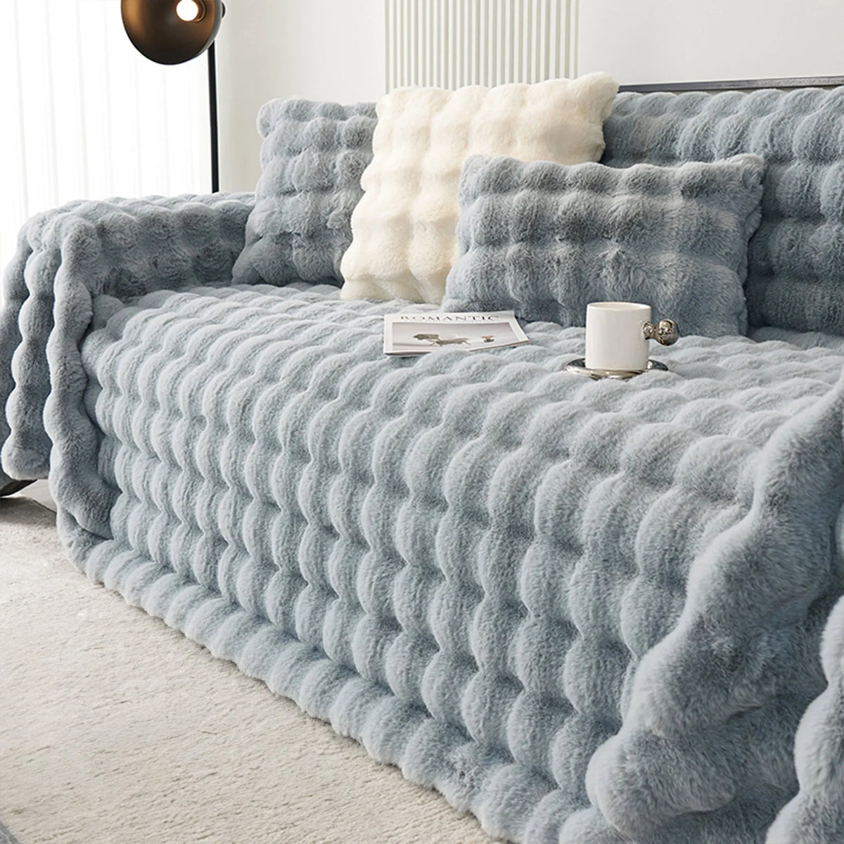 Ripple Faux Fur Sofa Cover