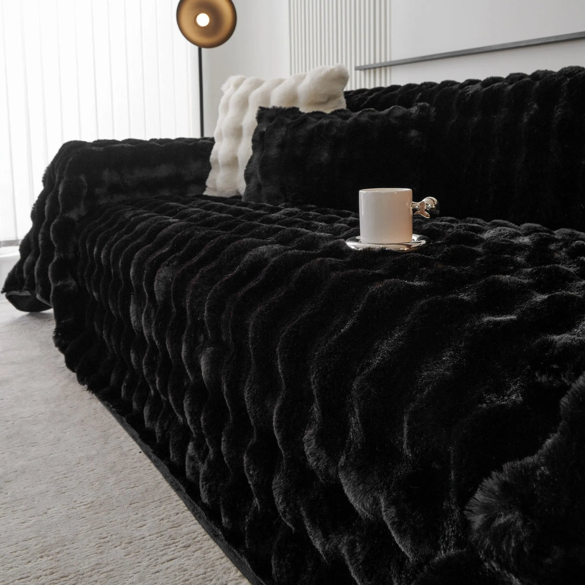 Ripple Faux Fur Sofa Cover