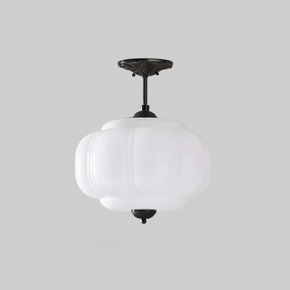 Rippled Jade Glass Ceiling Light
