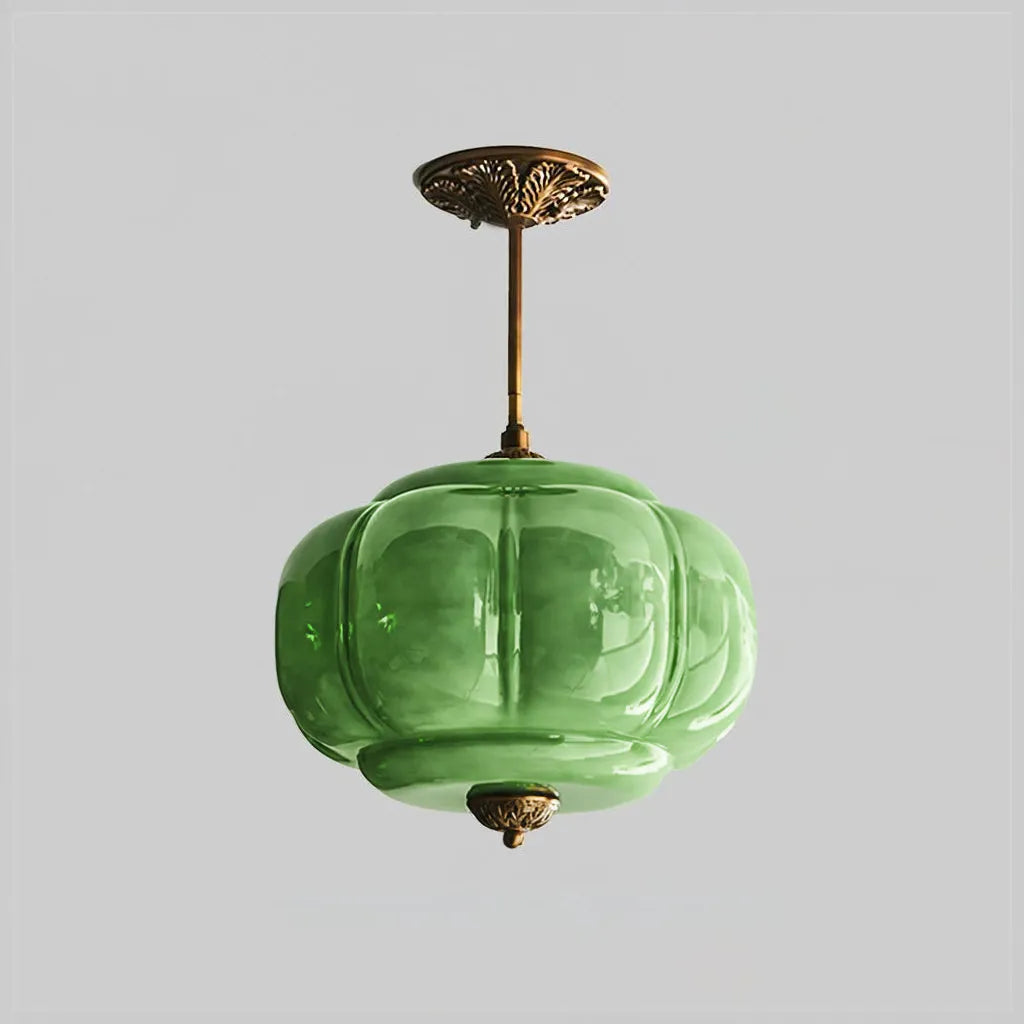 Rippled Jade Glass Ceiling Light