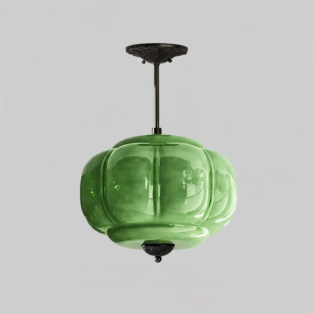Rippled Jade Glass Ceiling Light
