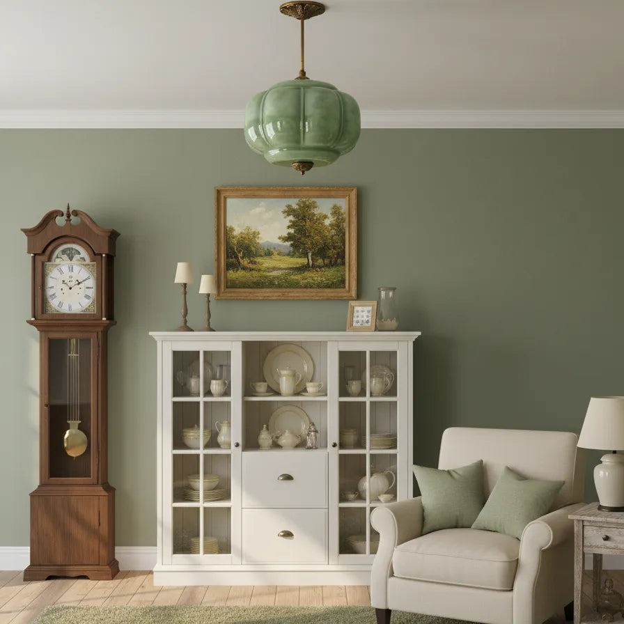 Rippled Jade Glass Ceiling Light