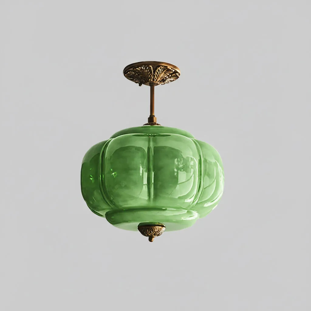 Rippled Jade Glass Ceiling Light