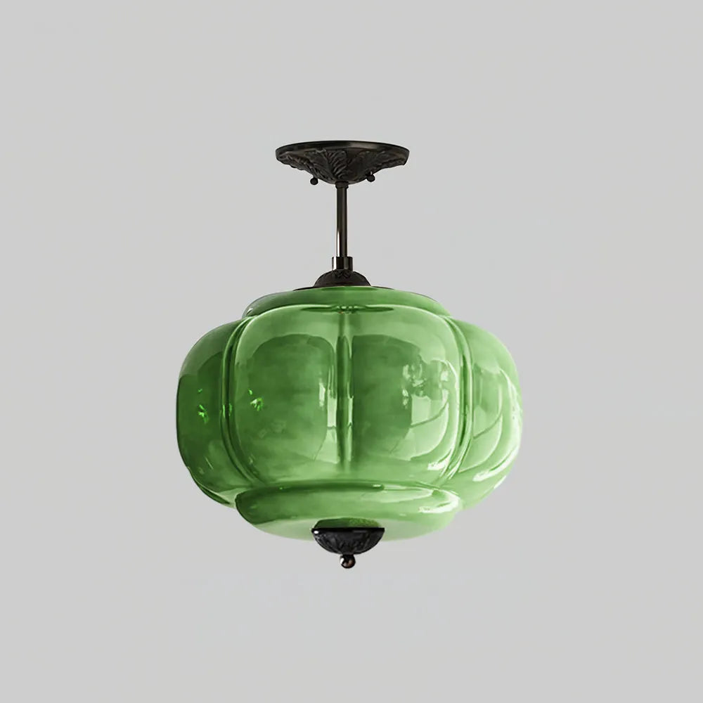 Rippled Jade Glass Ceiling Light