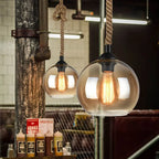 Rope Glass Globe Pendant Light