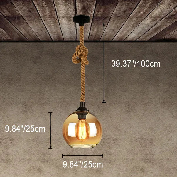 Rope Glass Globe Pendant Light