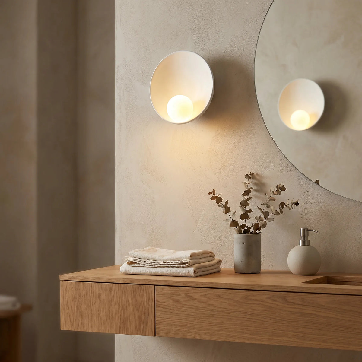 Round Resin Moon Wall Light