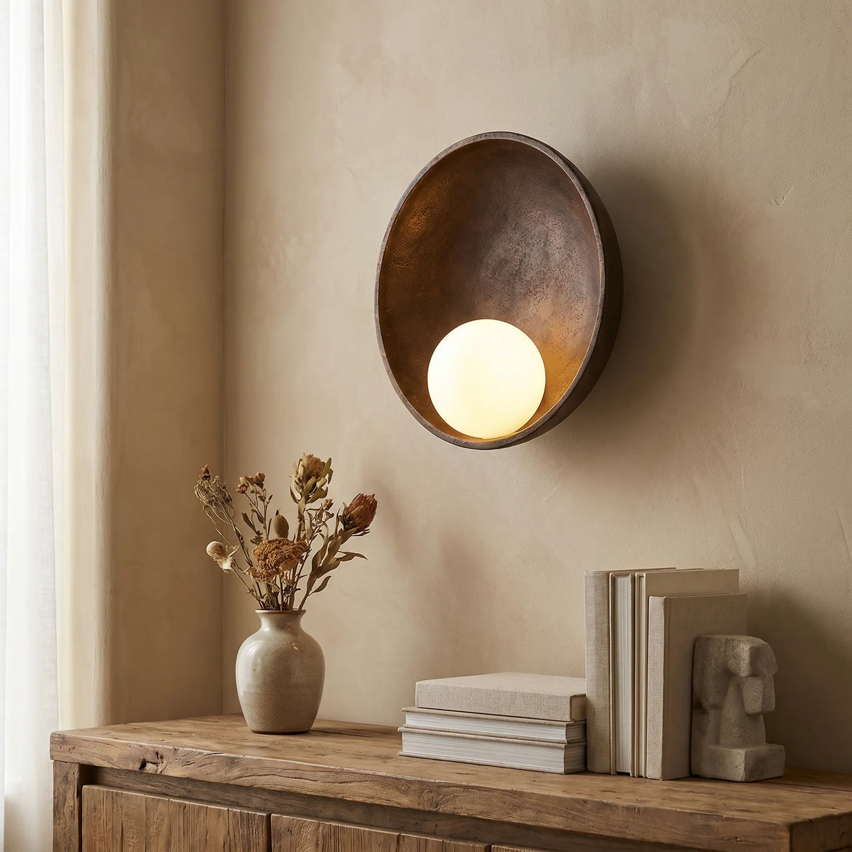 Round Resin Moon Wall Light
