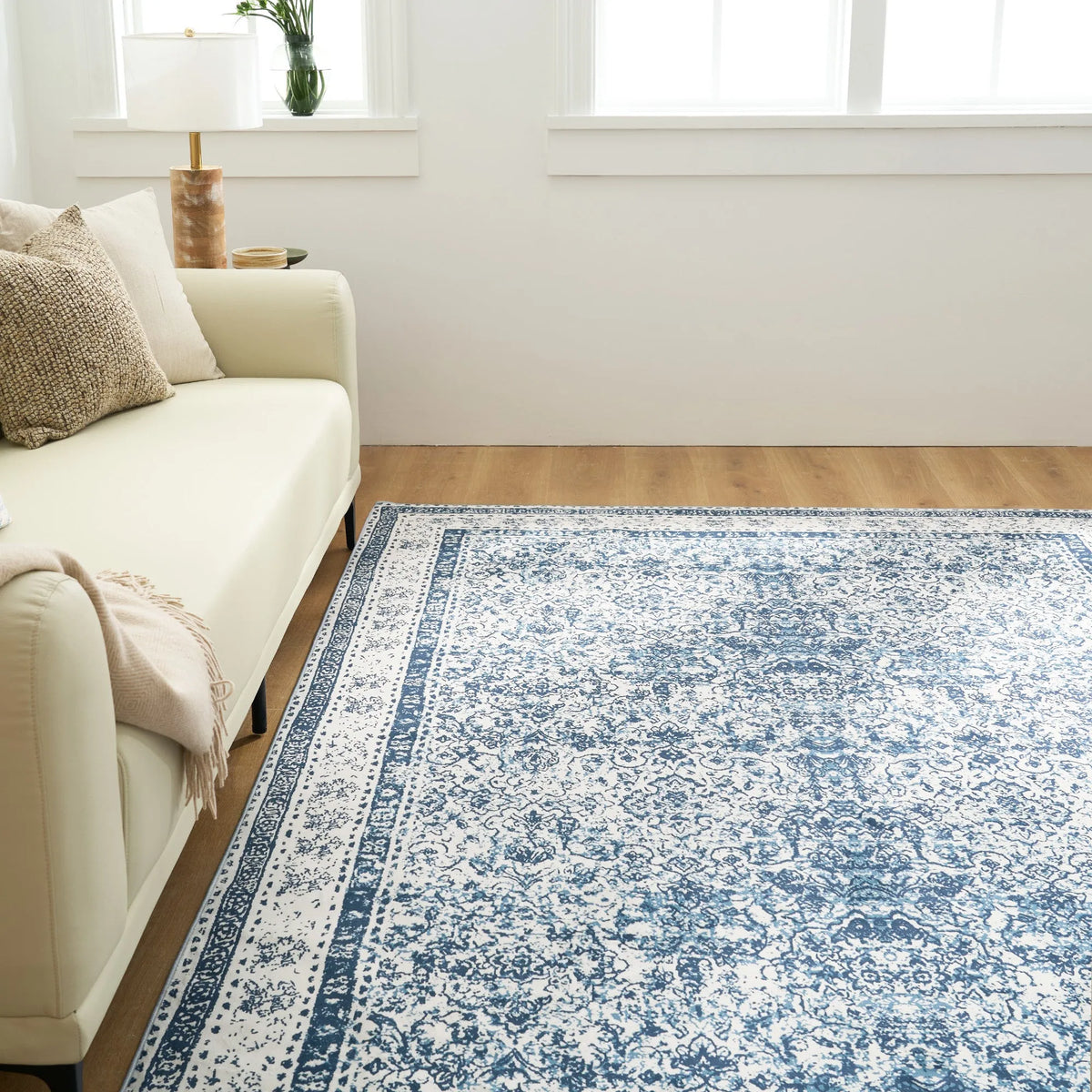 Rustic Blue Persian Washable Rug