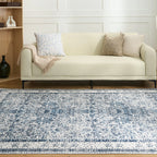 Rustic Blue Persian Washable Rug