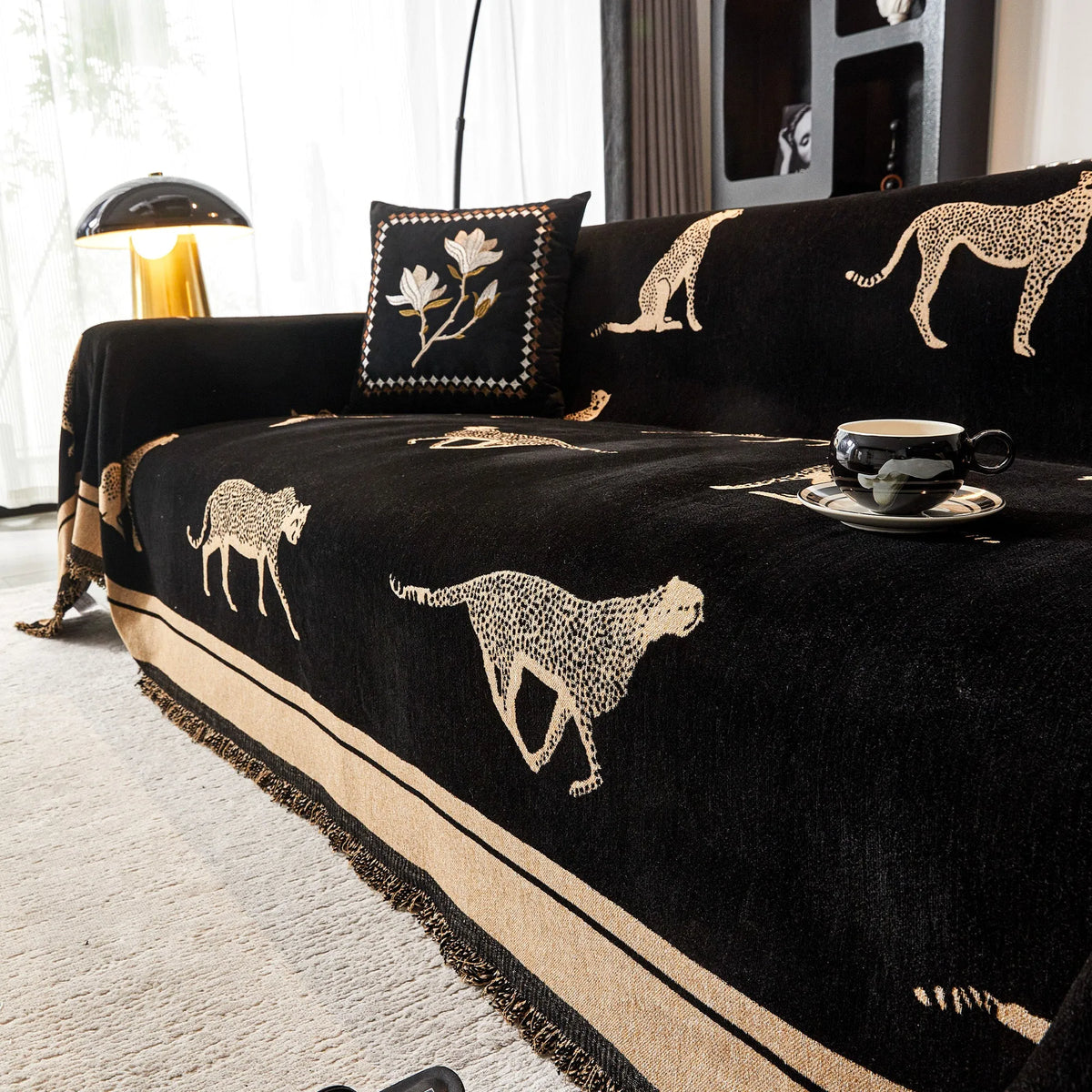 Safari Jacquard Fringe Sofa Cover