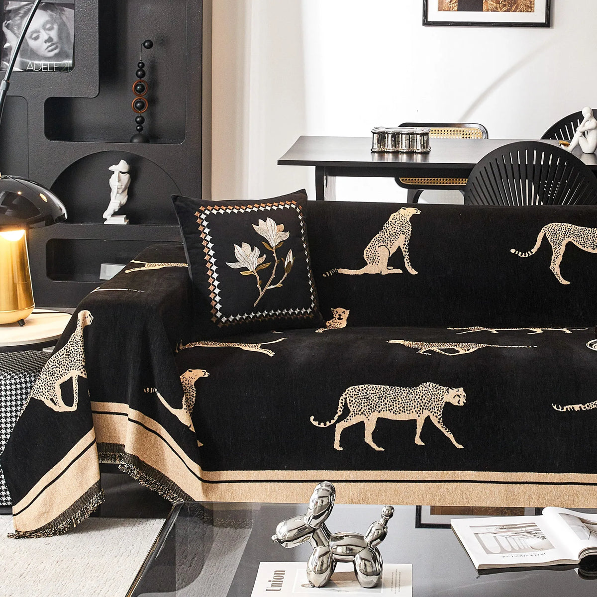 Safari Jacquard Fringe Sofa Cover