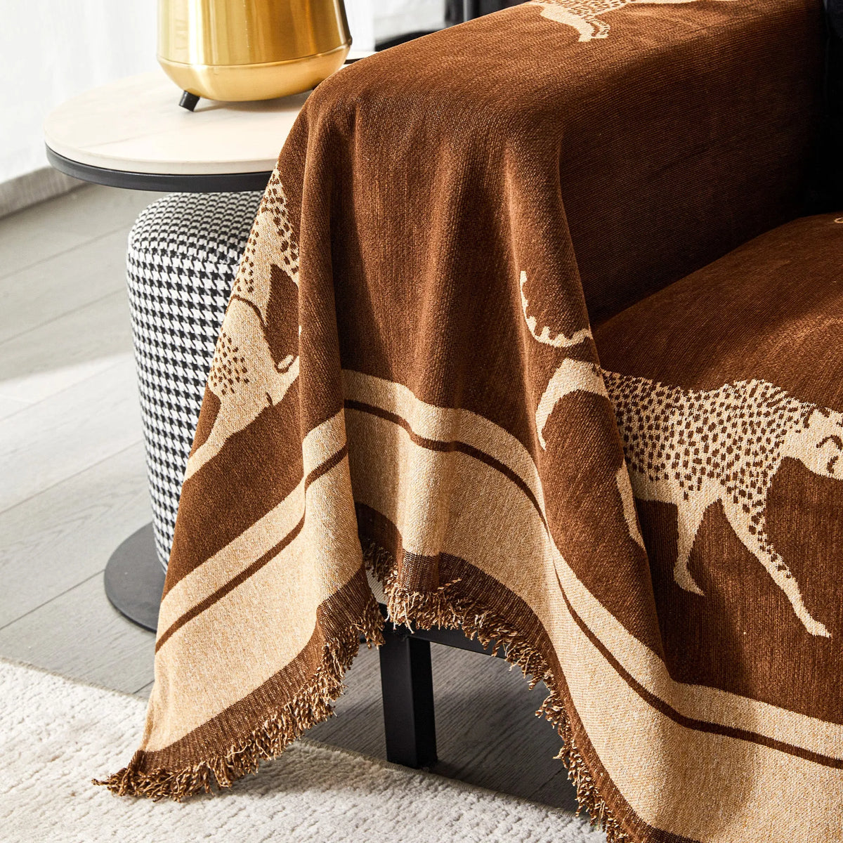 Safari Jacquard Fringe Sofa Cover