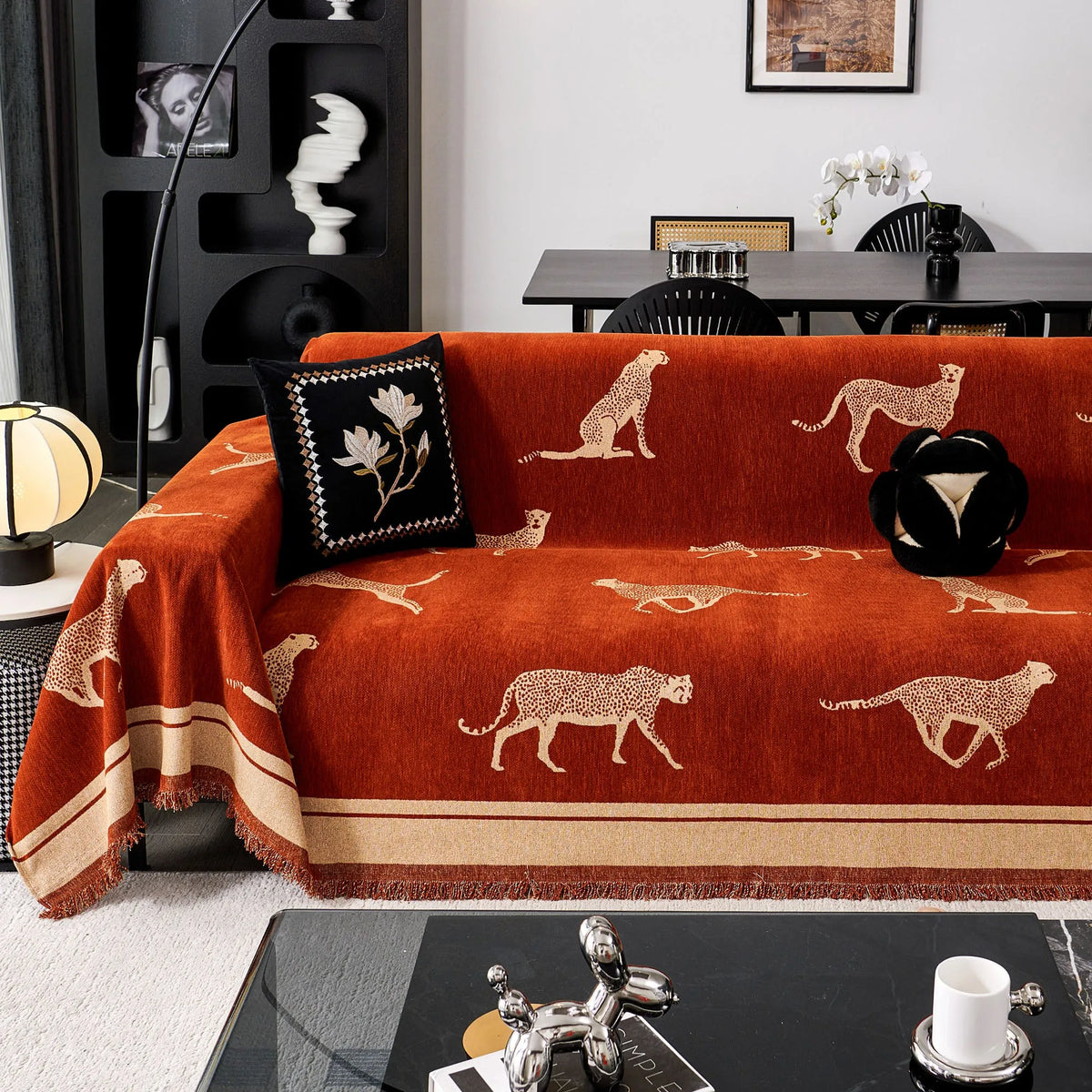 Safari Jacquard Fringe Sofa Cover