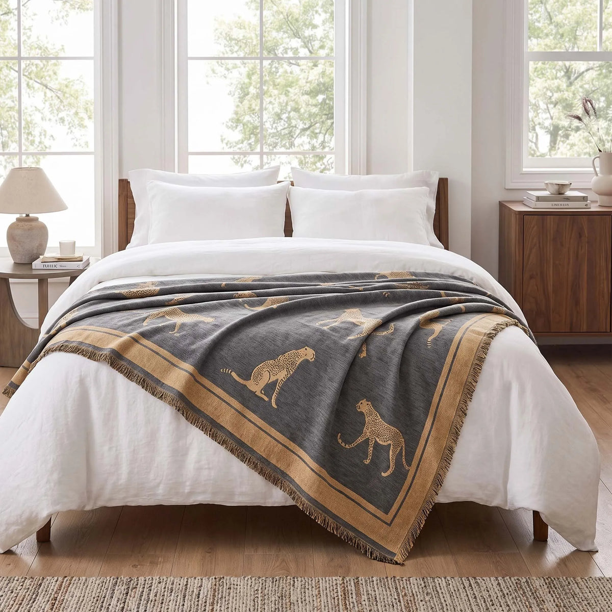 Safari Jacquard Fringe Sofa Cover