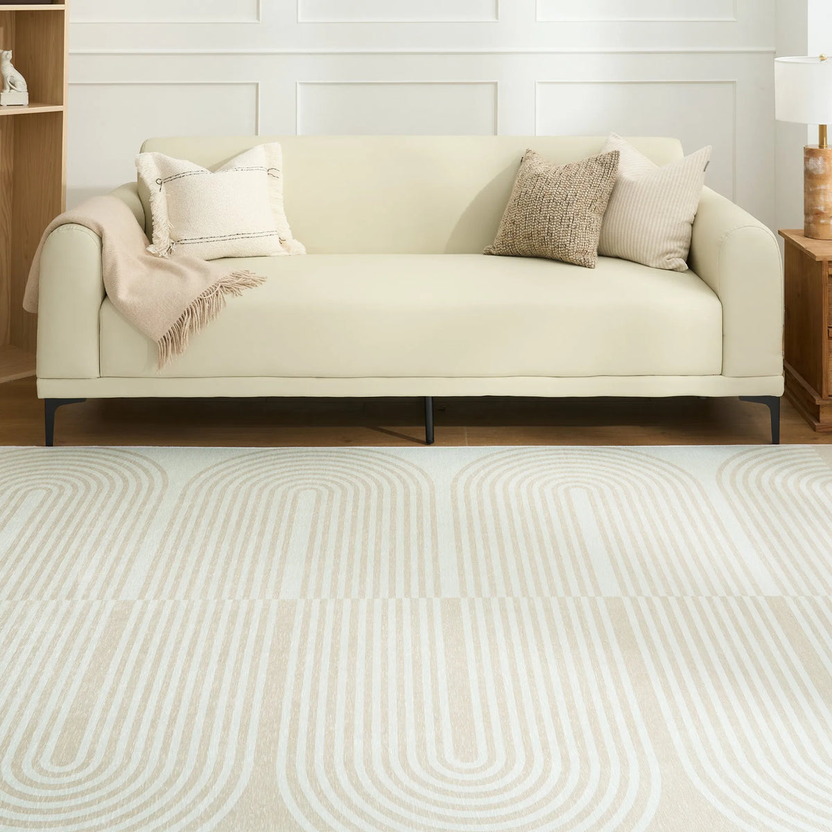 Sand Arc Washable Rug with Pad