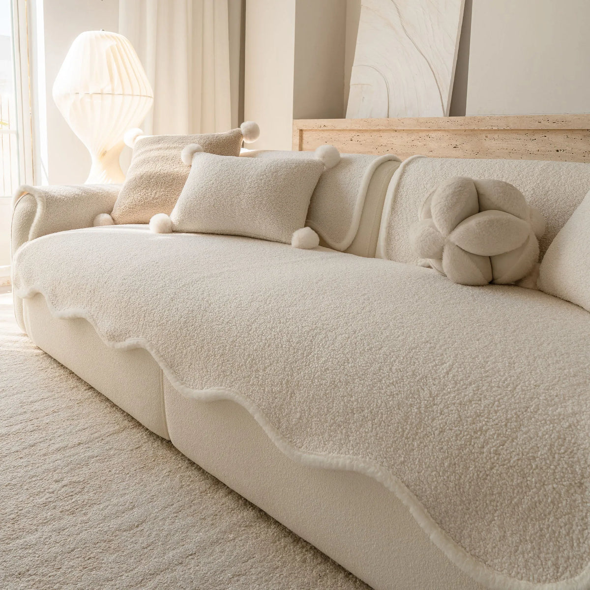 Scalloped Fleece Non-Slip Seat Cover