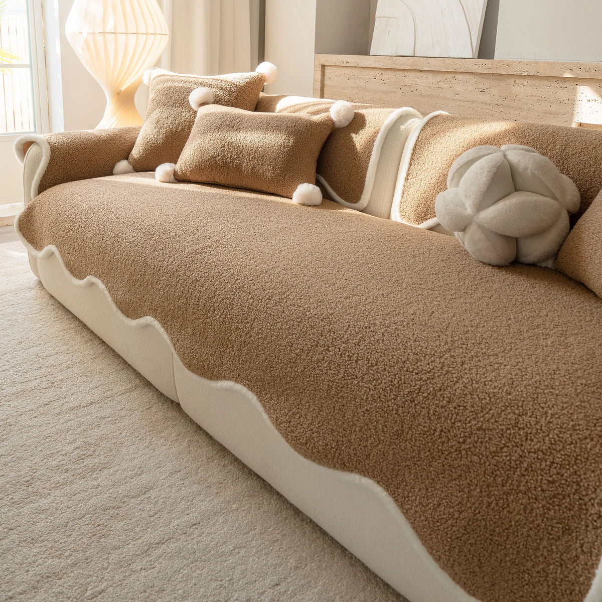 Scalloped Fleece Non-Slip Seat Cover