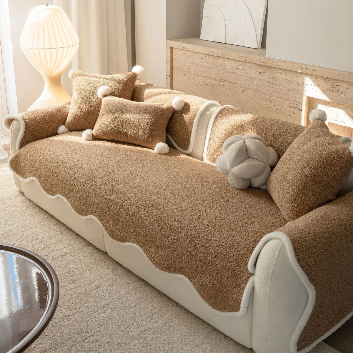 Scalloped Fleece Non-Slip Seat Cover
