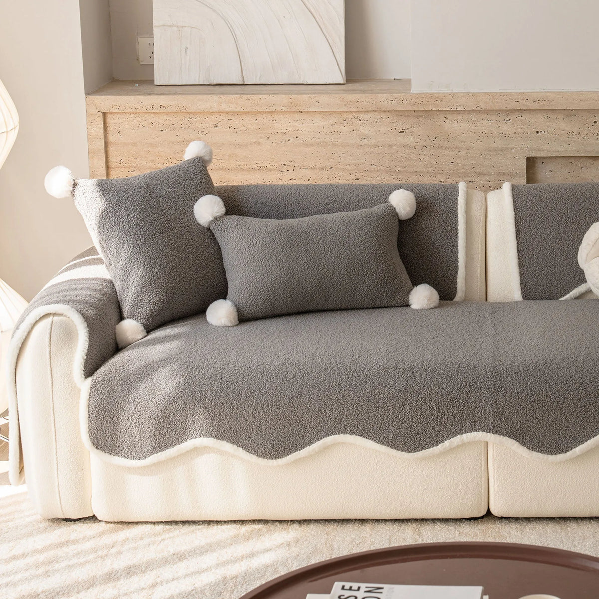 Scalloped Fleece Non-Slip Seat Cover