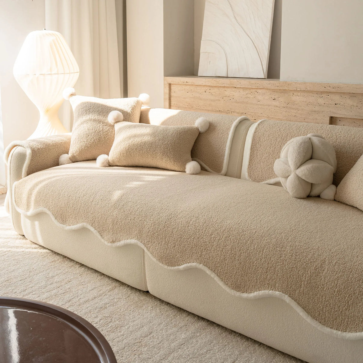 Scalloped Fleece Non-Slip Seat Cover