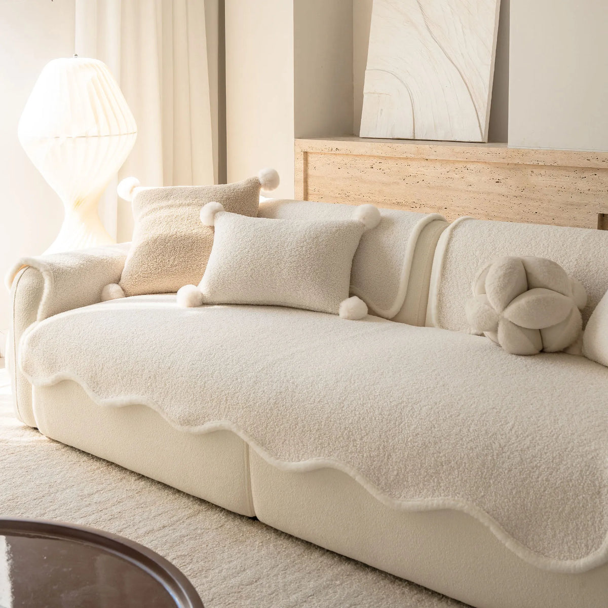 Scalloped Fleece Non-Slip Seat Cover