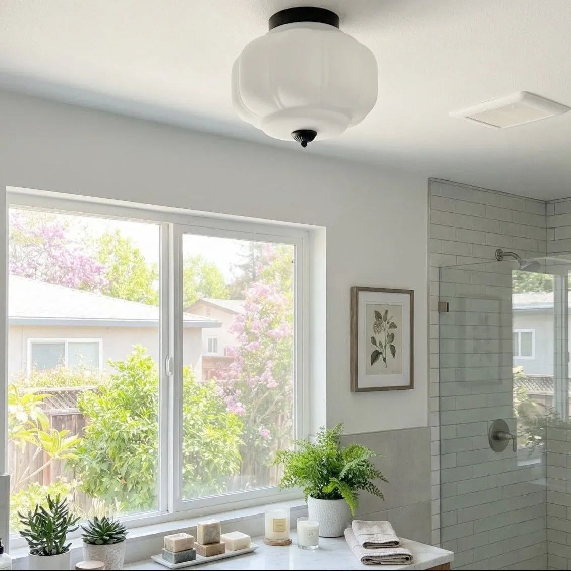 Scalloped Glass Flush Ceiling Light