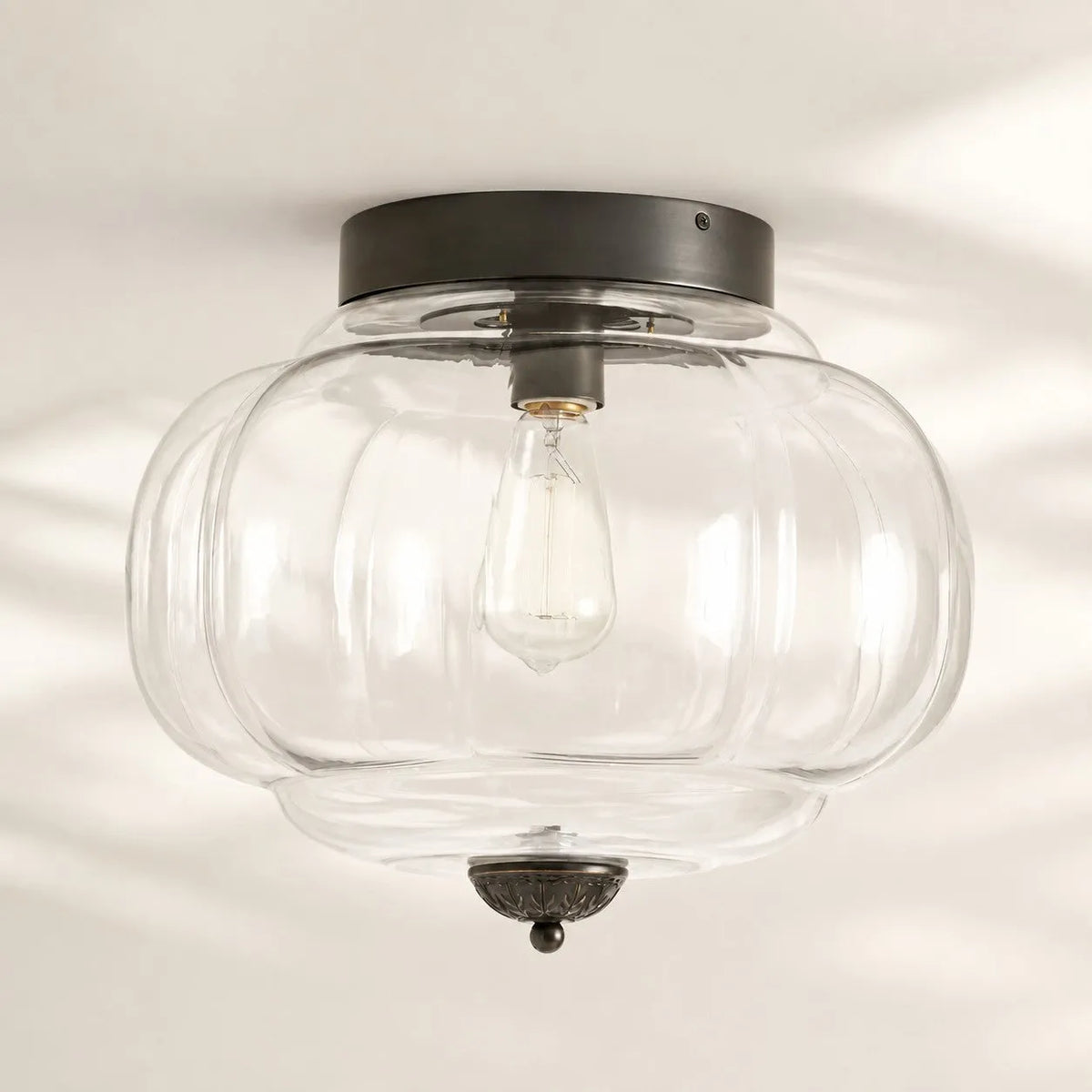 Scalloped Glass Flush Ceiling Light