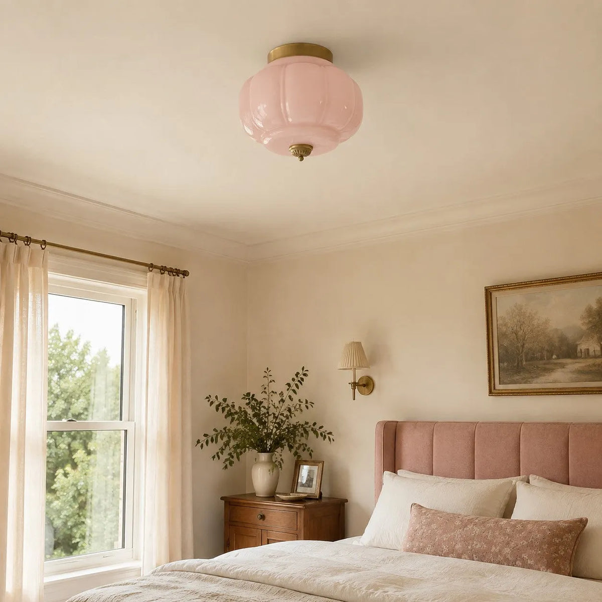 Scalloped Glass Flush Ceiling Light