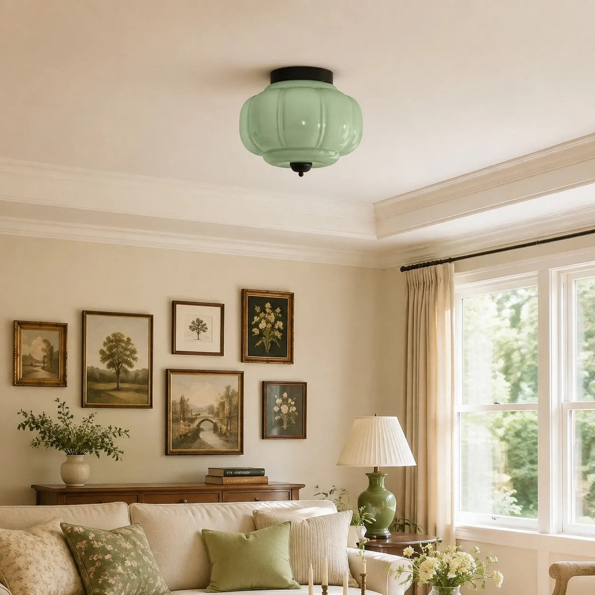 Scalloped Glass Flush Ceiling Light
