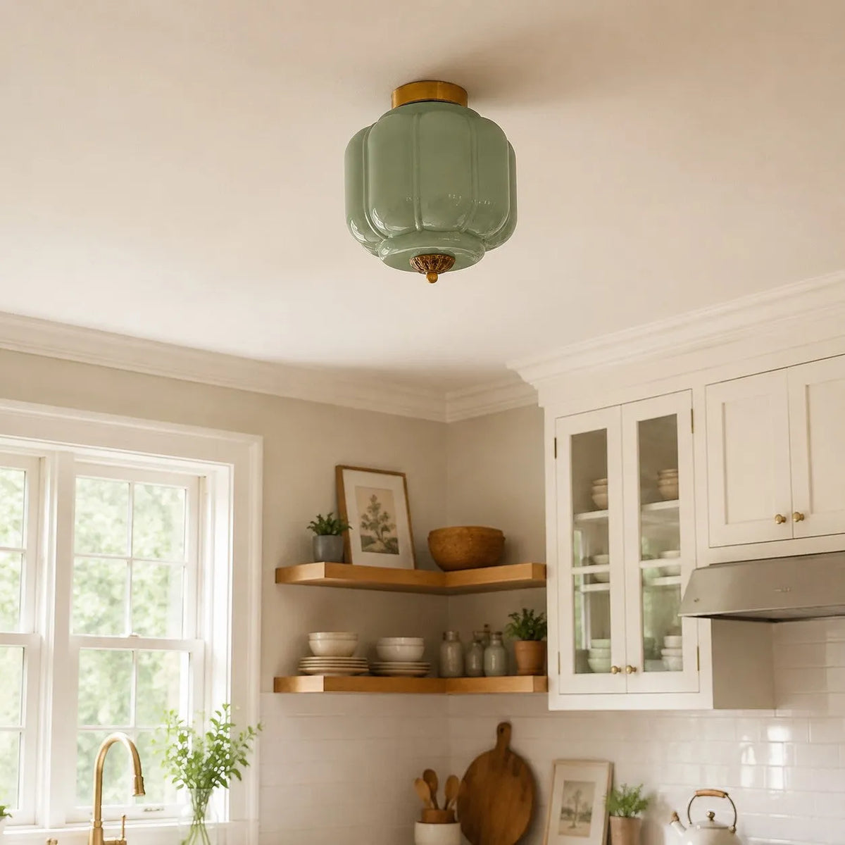 Scalloped Glass Flush Ceiling Light