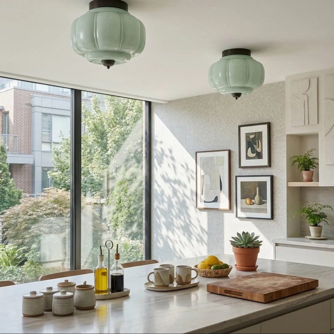 Scalloped Glass Flush Ceiling Light