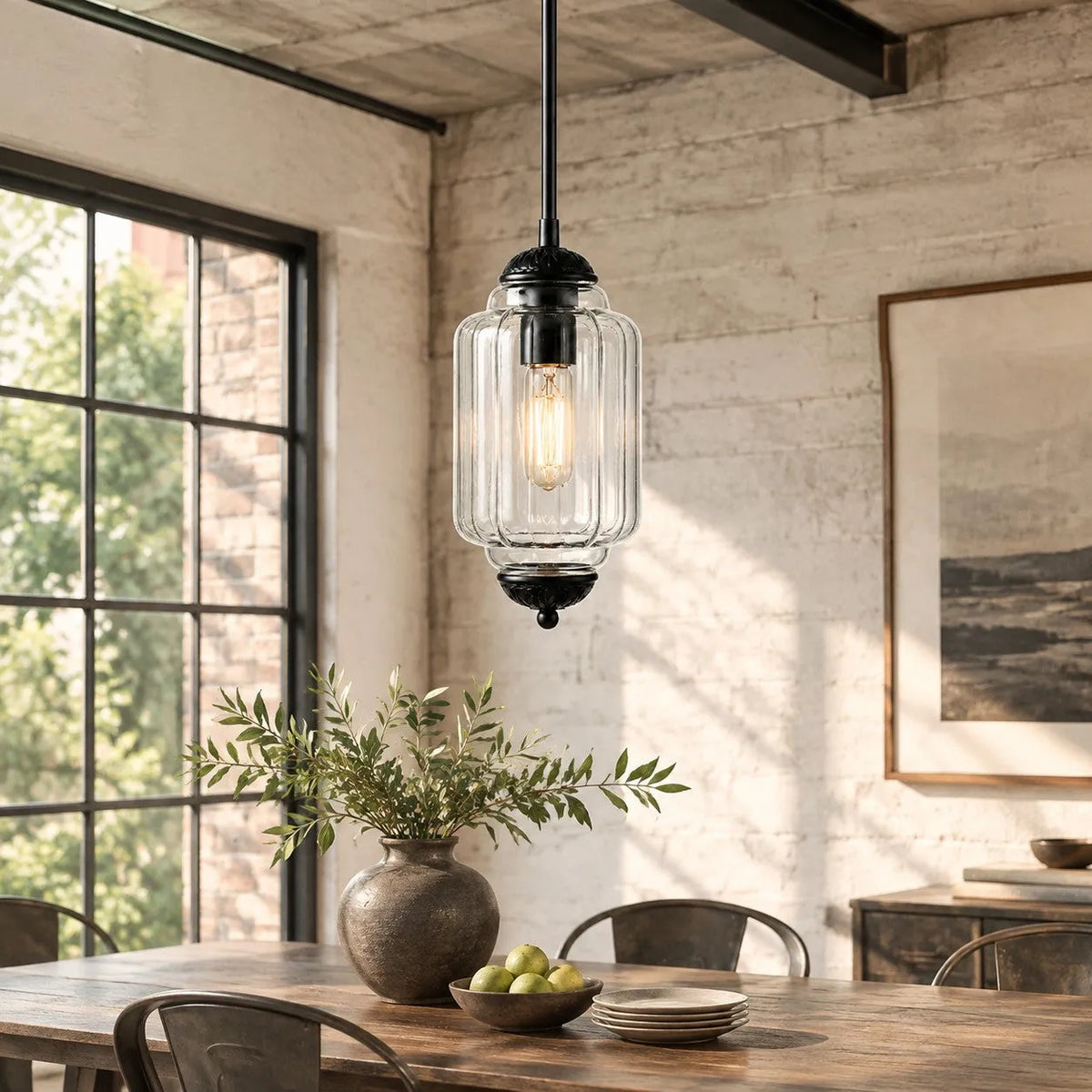 Scalloped Glass Pendant Light