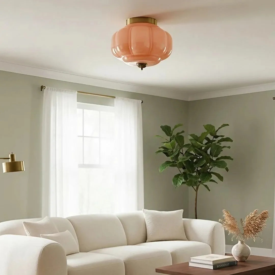 Scalloped Glass Semi-Flush Ceiling Light