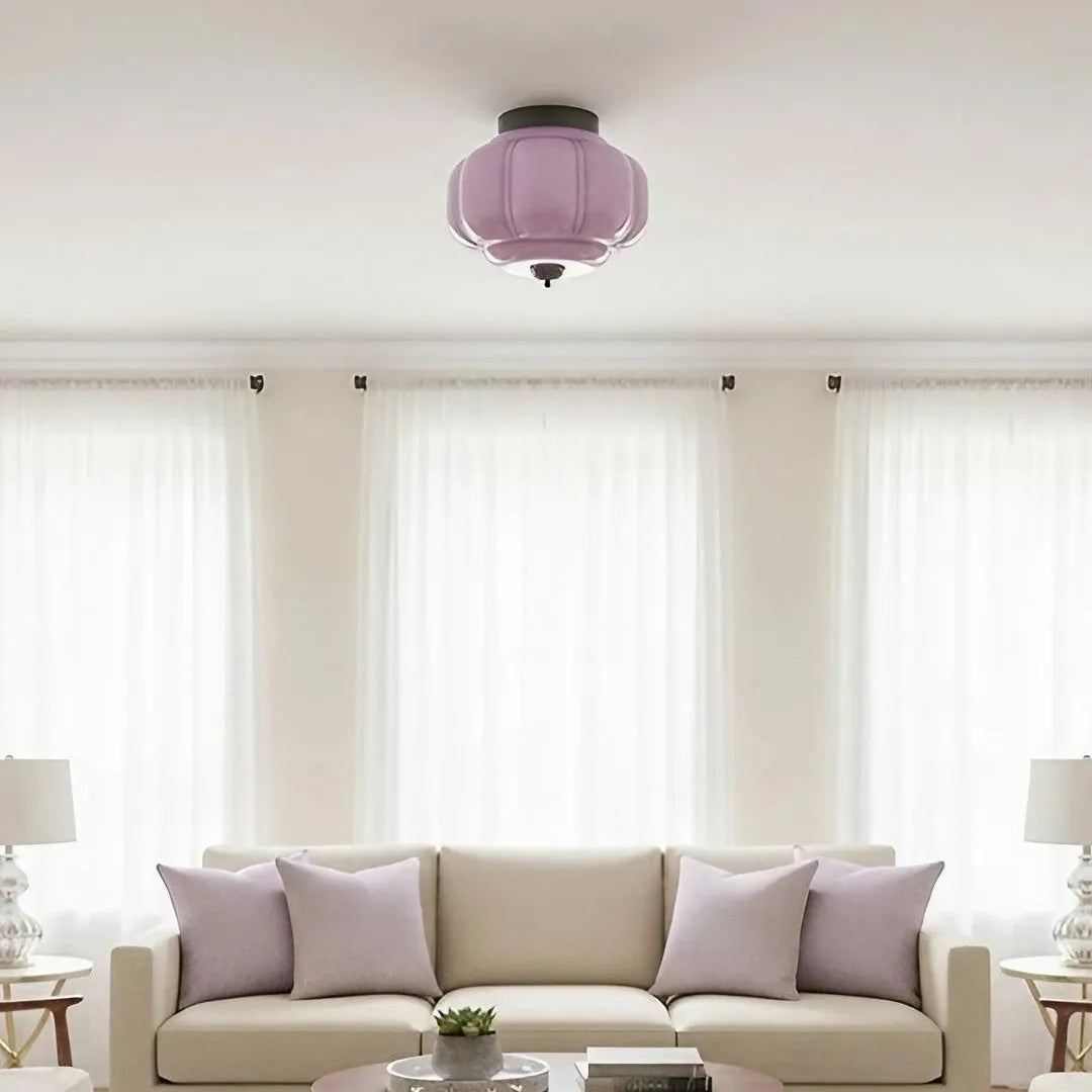 Scalloped Glass Semi-Flush Ceiling Light