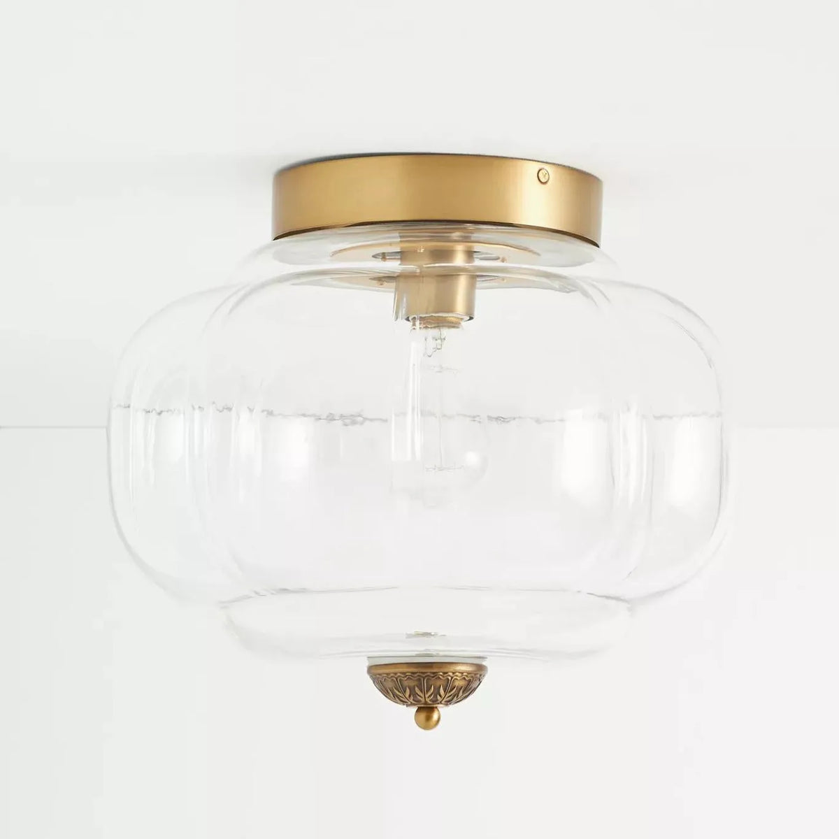 Scalloped Glass Semi-Flush Ceiling Light