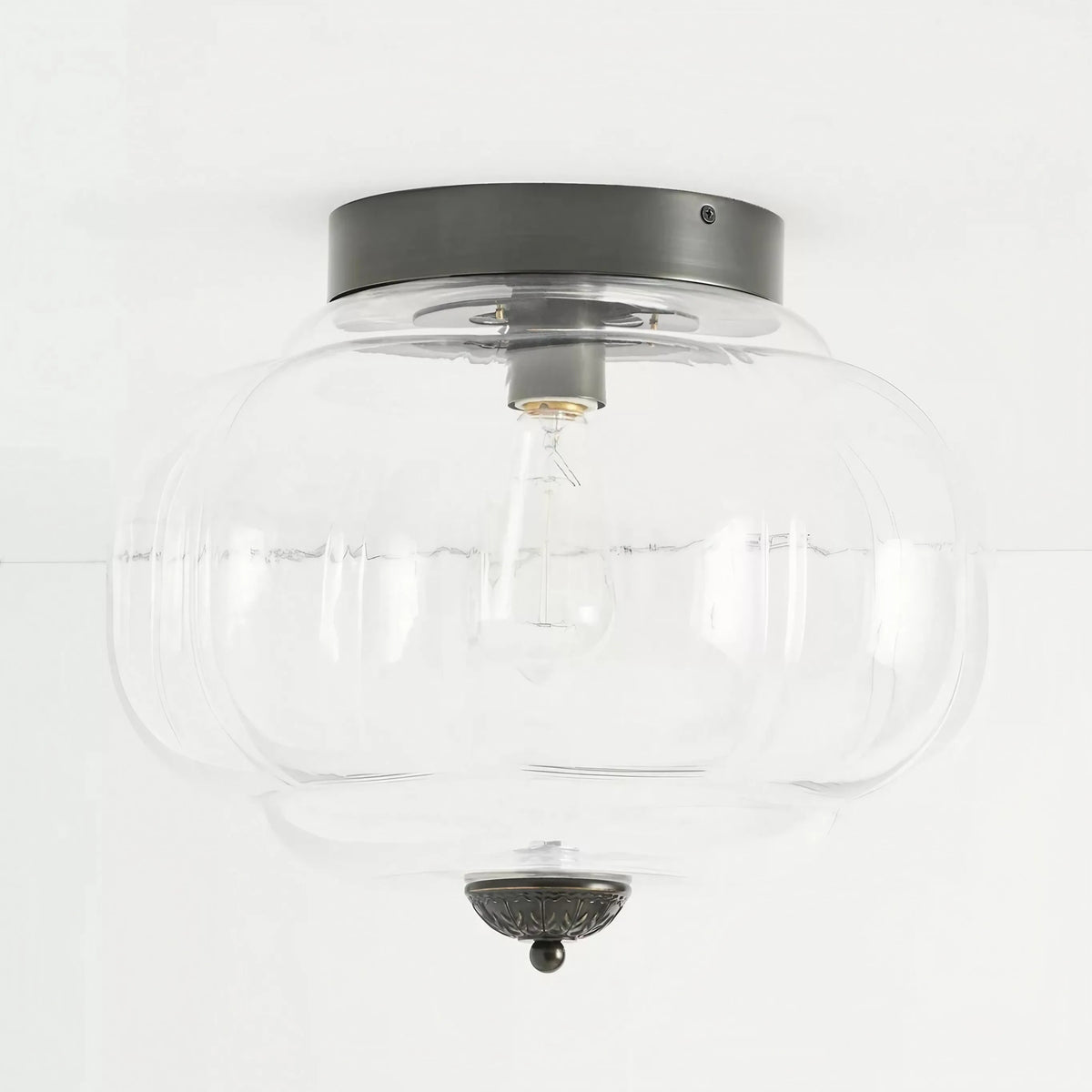 Scalloped Glass Semi-Flush Ceiling Light