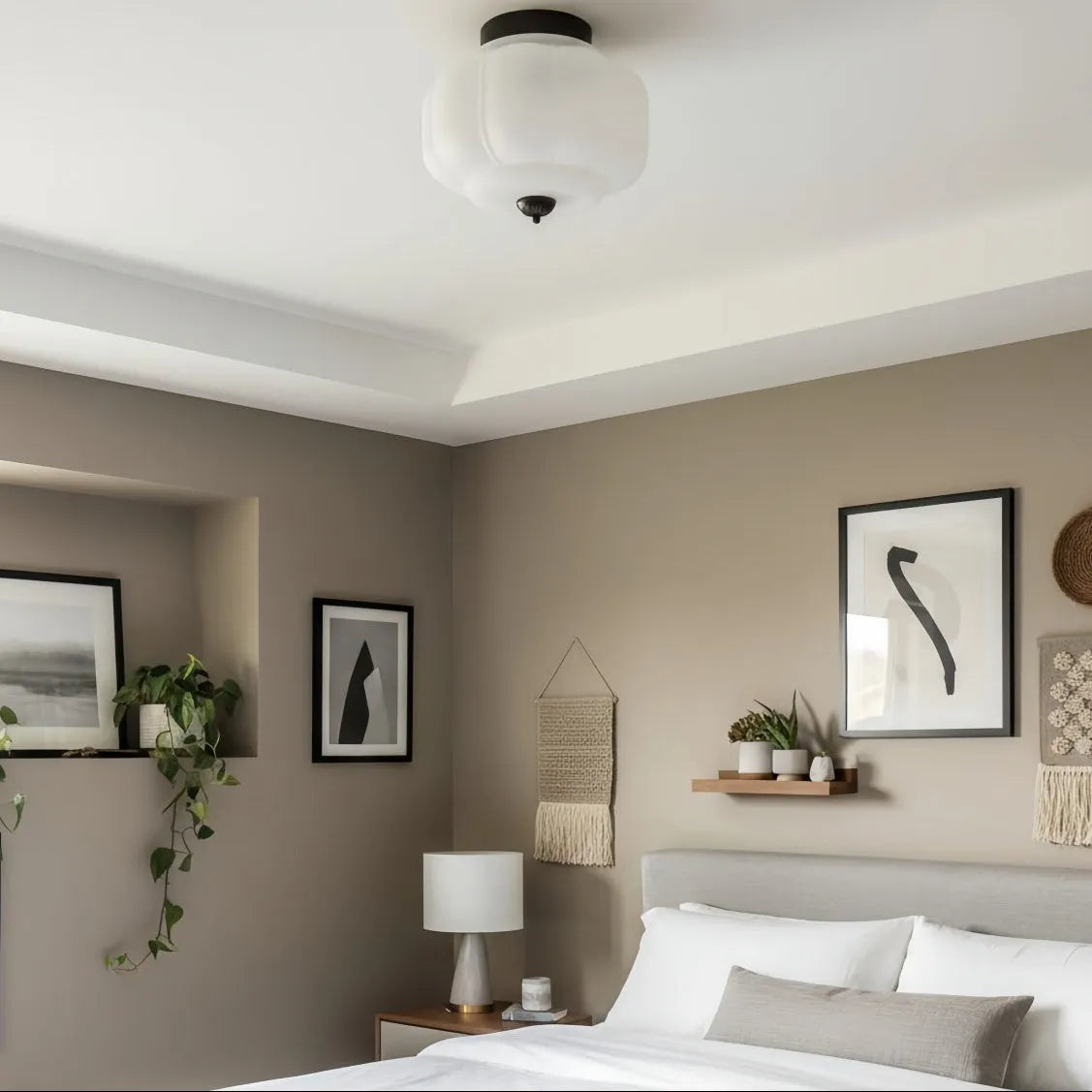 Scalloped Glass Semi-Flush Ceiling Light