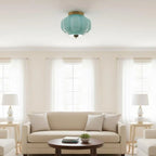 Scalloped Glass Semi-Flush Ceiling Light