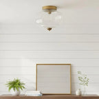 Scalloped Glass Semi-Flush Ceiling Light