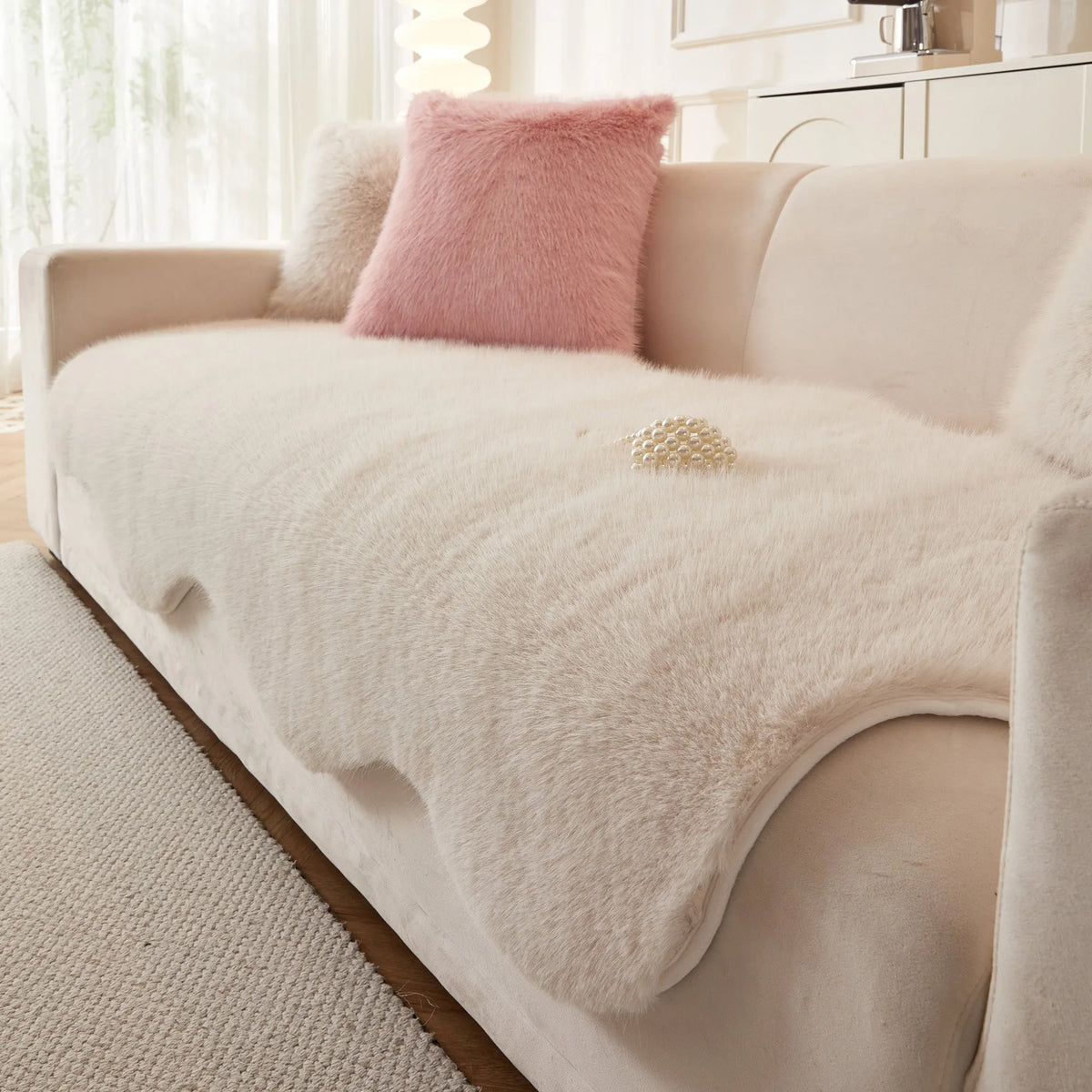 Scandi Faux Fur Sofa Seat Cover