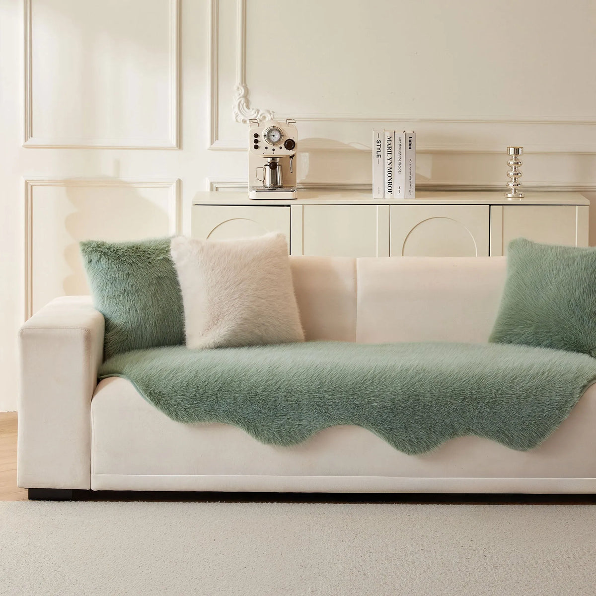 Scandi Faux Fur Sofa Seat Cover